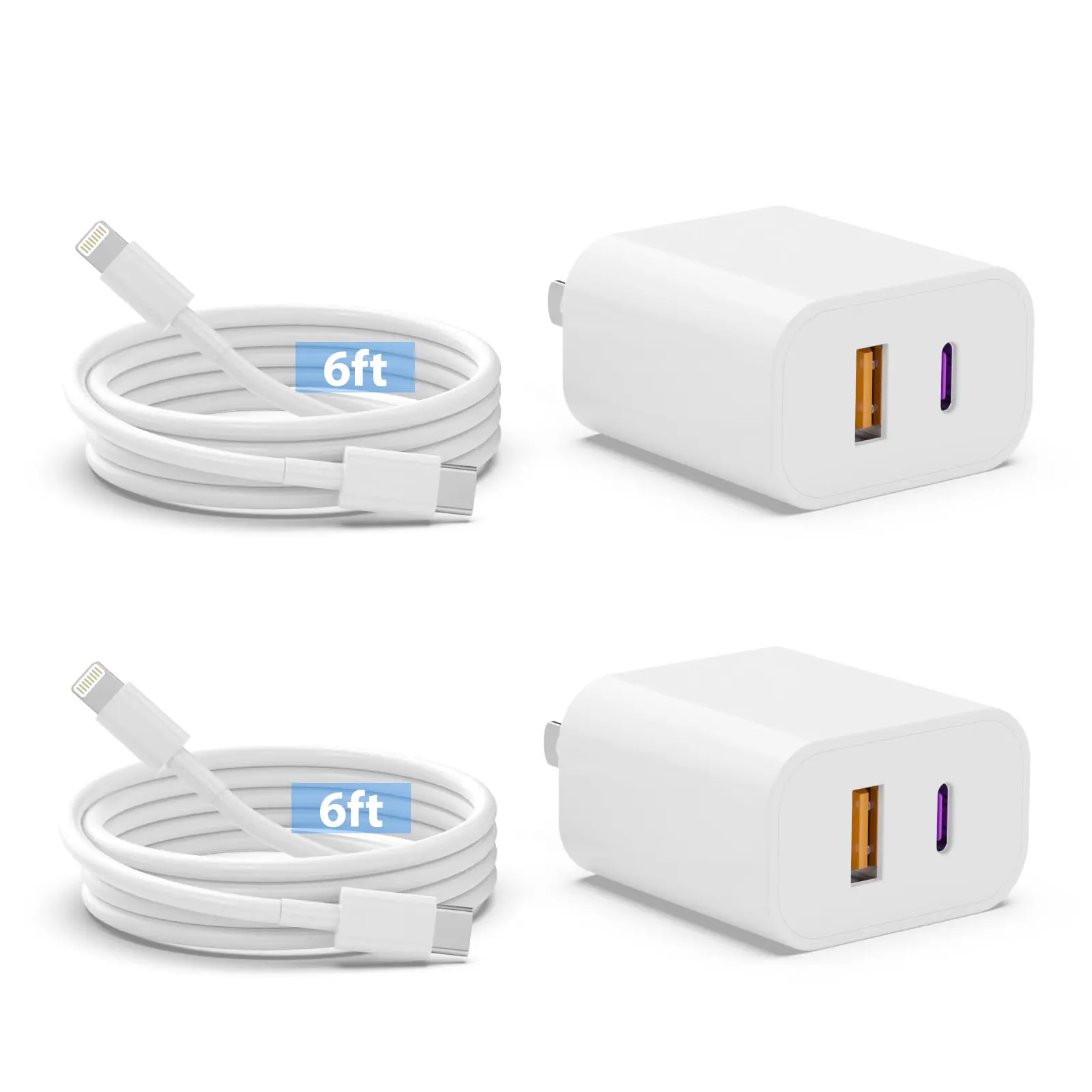 JOZASHON 2Pack iPhone Charger 20W Dual Port USB Fast Wall Charger Block 6FT Super Fast Charger Cable USB C for iPhone 14, 13, 12, 11 Pro Max, XR, XS, iPad More Charging for Electronic Smartphone and Cellphone
