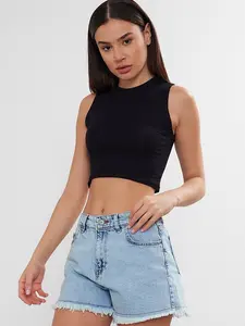 VAV New York Crew Neck 100% Cotton Crop Top Cotton Tank Top Short Tank Top Women's and Juniors Crop Top