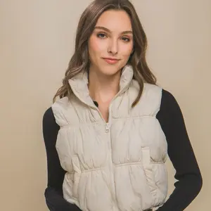 Love Tree Zip Up Turtleneck Cropped Vest Coat Winter Womenswear Style Sweater