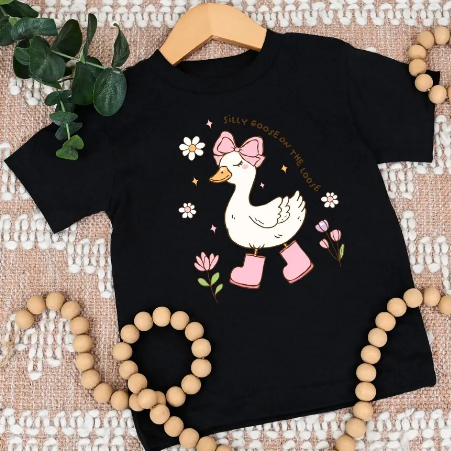Silly Goose Kids Shirt, Silly Goose On The Loose Kids Tee, Cute Gift for Girl,Birthday Girl Tee,Gift for her,Funny Kid T shirt