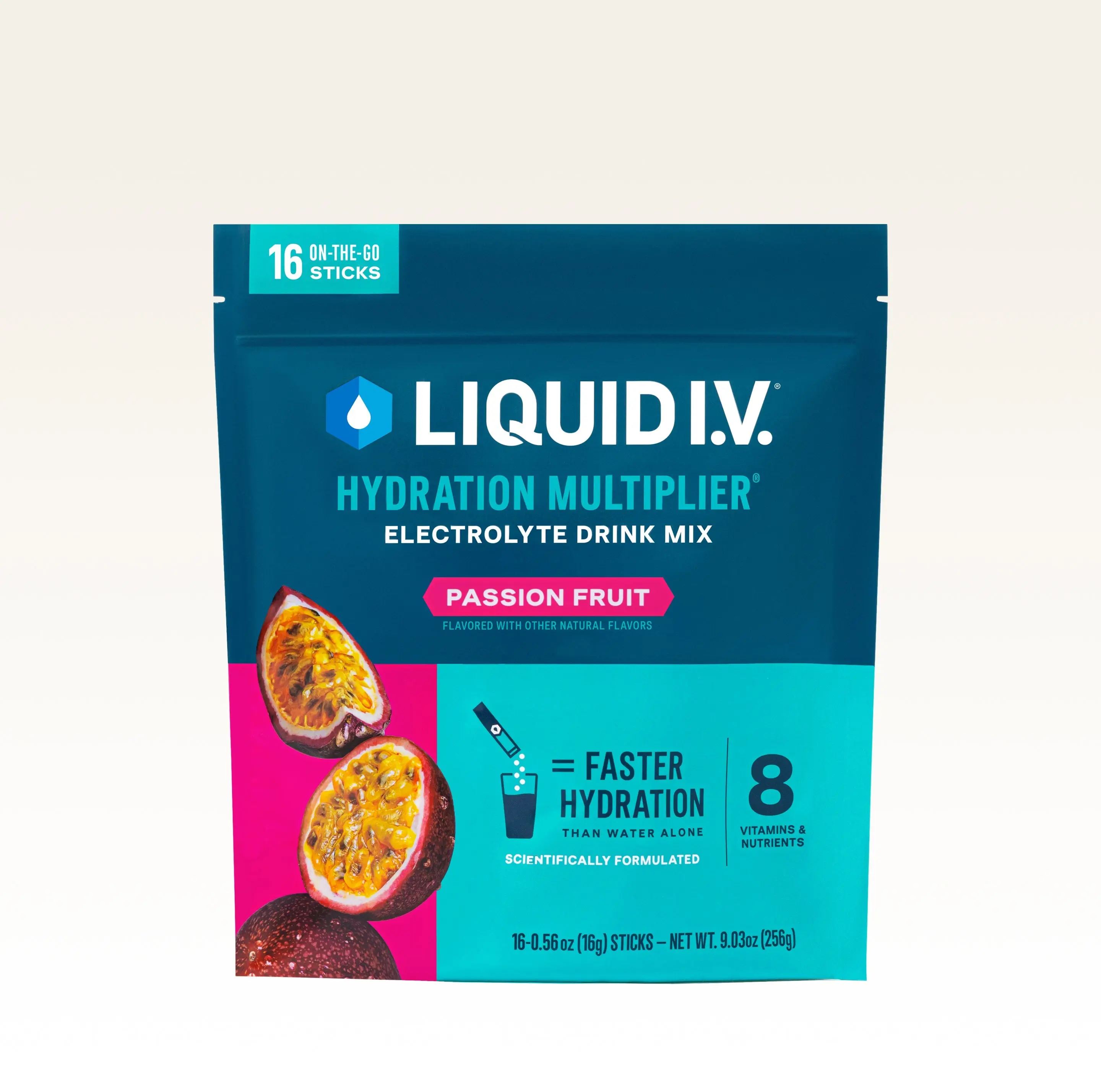 Liquid I.V. Hydration Multiplier - Passion Fruit - Hydration Powder Packets | Electrolyte Powder Drink Mix | Convenient Single-Serving Sticks | 8 Vitamins & Nutrients | 1 Pack (16 Servings)