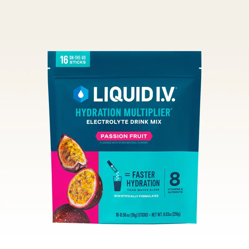 Liquid I.V. Hydration Multiplier - Passion Fruit - Hydration Powder Packets | Electrolyte Powder Drink Mix | Convenient Single-Serving Sticks | 8 Vitamins & Nutrients | 1 Pack (16 Servings)
