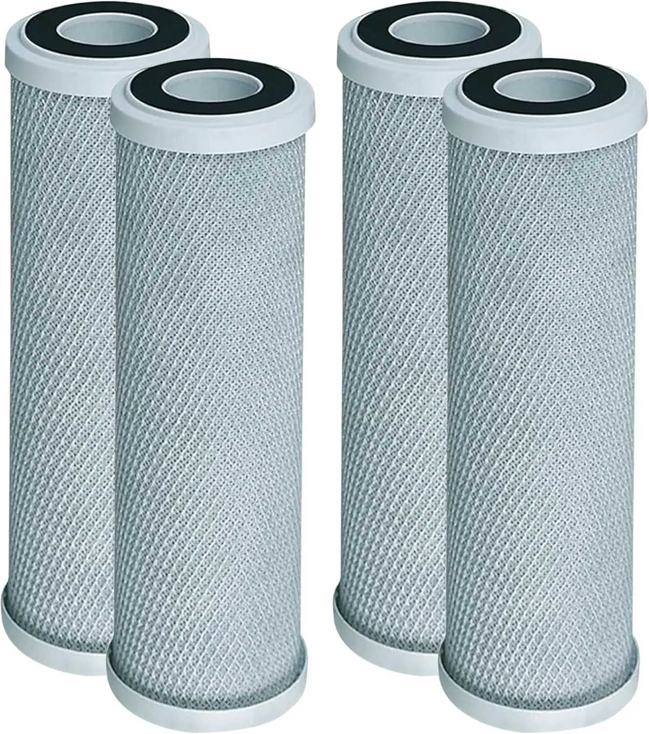 4 Pack Radial Flow Carbon Water Filter Cartridges Compatible with CB3, GE FXUVC, FXULC, CBC-10 Models  Removes Bad Taste  Whole House Replacement Filter   0.5 Micron  10" x 2.5"