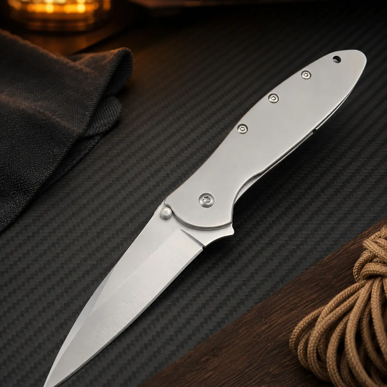 Slim Folding Pocket Knife with Metal Handle, Flipper Opening and Pocket Clip, Compact EDC Tool for Daily Carry