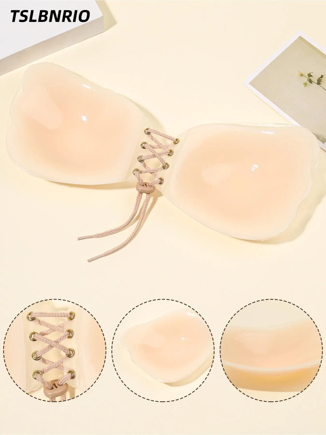Plus Size Invisible Lift Up Silicone Bra, Elegant Seamless Adhesive Sticky Bra with Drawstring, Reusable Push Up Breast Lift for Strapless, Backless Outfits, Women