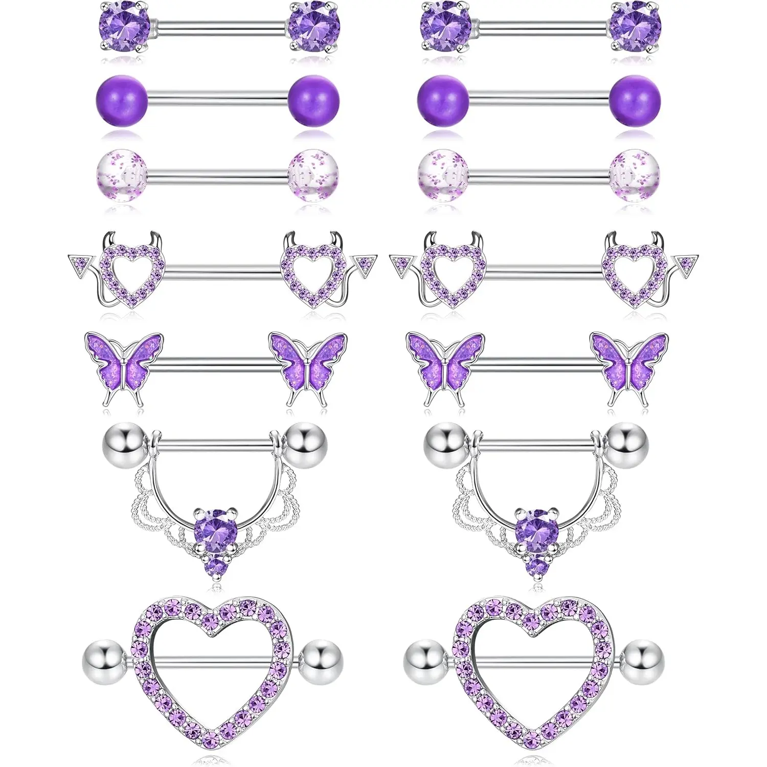 C. Purple Cute Nipple Rings