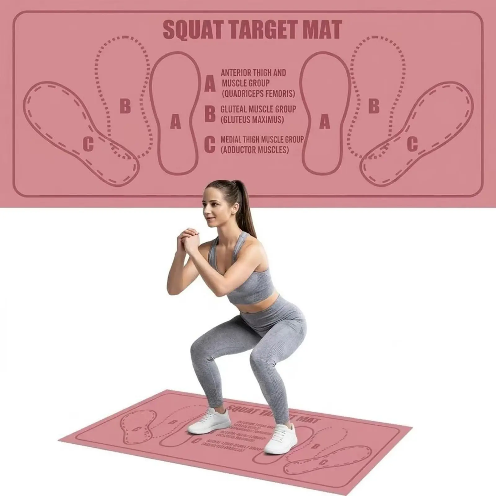 Diatomite Squat Target Mat with Printed ft Position Markers, Non-Slip Sweat-Absorbent Gym Stuff Accessories for Correct Posture, Thigh Muscle Activation, Portable Home Gym Use, Foldable, Apartment Gym Training