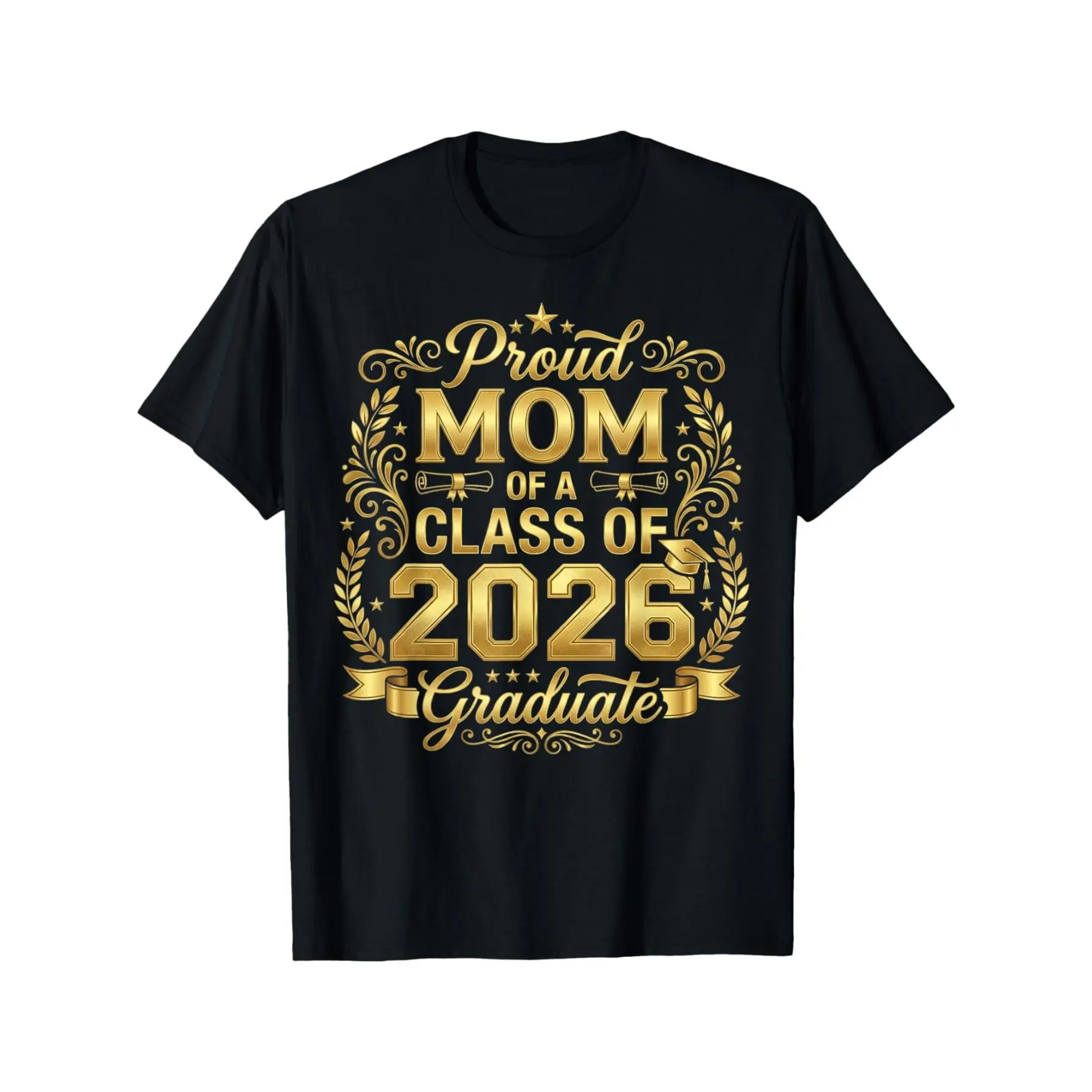 Men's Proud Mom 2026 Graduate Senior Graduation Graphic Tee, Vintage Casual Top, Mother's T-Shirt