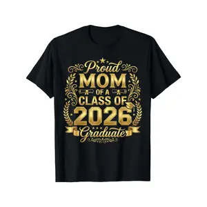 Men's Proud Mom 2026 Graduate Senior Graduation Graphic Tee, Vintage Casual Top, Mother's T-Shirt