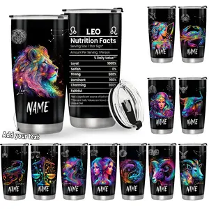 Customized, 1 piece, 20 oz/590 ml, personalized name constellation cup, constellation coffee thermos cup, constellation gift, suitable for men and women, individual layer stainless steel vacuum thermos cup, personalized water bottle