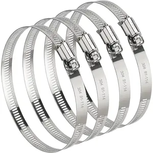 4 Pack 4 Inch Hose Clamps, 304 Stainless Steel Quick-Screw Dryer Vent Clamp, Adjustable 3.5″ to 4.5″ Worm Gear Hose Clamps for Automotive, Dust Collection