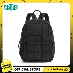 BAGSMART Quilted Mini Travel Backpack for Women,College Laptop Backpack with Two Exterior Pockets, Lightweight Small Backpack Purse, Bookbag for Work College