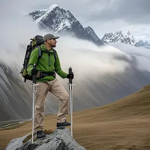 Multi-functional trekking poles are portable for mountain climbing, and mountaineering poles are portable and easy to carry
