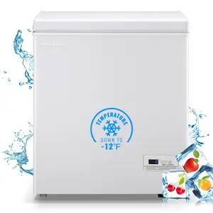 DEMULLER Chest Freezer with Electronic Control 41℉ to -15 ℉Deep Freezer 4.0Cubic Feet Freestanding Small Freezers with 2Removable Stainless Steel Basket Mini Freezer Top Open Door Compact Freezer