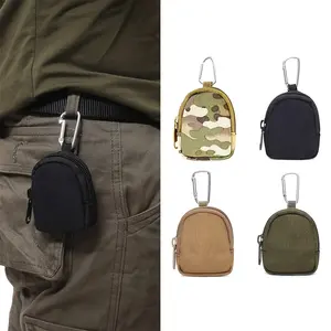 Durable Nylon Mini Wallet with Zipper - Versatile Coin Purse, Wireless Earbud & Key Holder in Black, Camo, and Beige - Easy-Care Polyester Lining for Everyday Use, Small Wallet