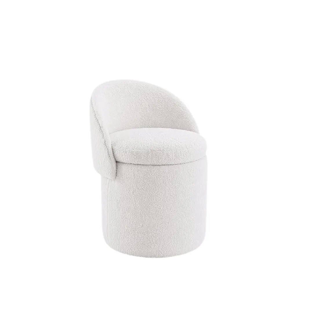 Makeup stool with Storage, Upholstered Vanity Stool with Foldable Backrest Modern Cylindrical Footrest Stool for Living Room Bedroom,Makeup Room, Dressing