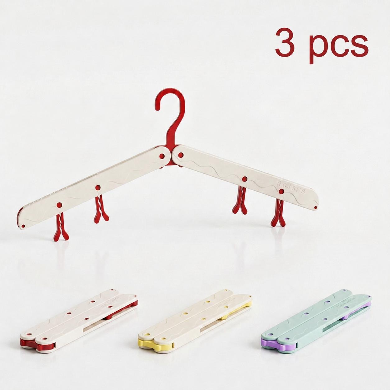 3 PCS Foldable Travel Hanging Hangers - Folds Flat, Travel Packs Space Saver, Non-Mark Non-Scratch Wrinkle-Free Garment Holder, Home Organizer, Small Closet Declutter Tool, Minimalist Decluttering