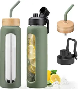 Glass Water Bottle (BPA-free, neutral tones)