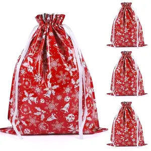 4/8 Pack Extra Large Christmas Gifts Bags,43 * 58cm Christmas Wrapping Bags,Red White Drawstring Gift Bags Multipack, Reusable Gift Bags for Presents Xmas Party, Gift Wrapping Supplies