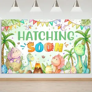 Dinosaur  Shower Backdrop Banner Hatching Soon Dinosaur Theme  Shower Backdrop Decorations for Boys Background 70.8x43.3 inch