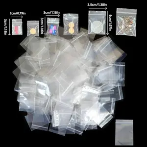 300pcs Mini Self-Seal Bags, Transparent Plastic Gift Wrapping Bags, Pe Packaging Seals, Small Size Reusable Storage Containers