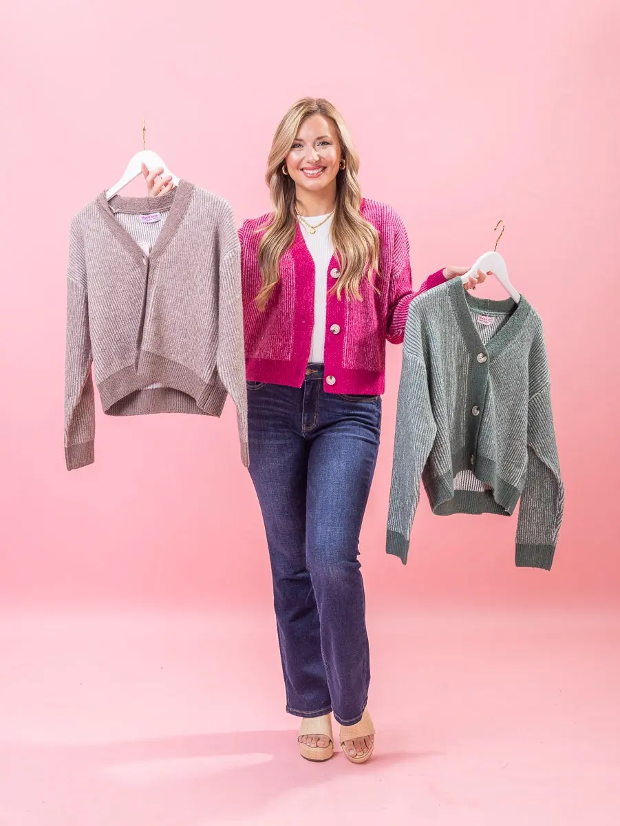 Two Tone Button Cardigan by DD Design | S-3XL