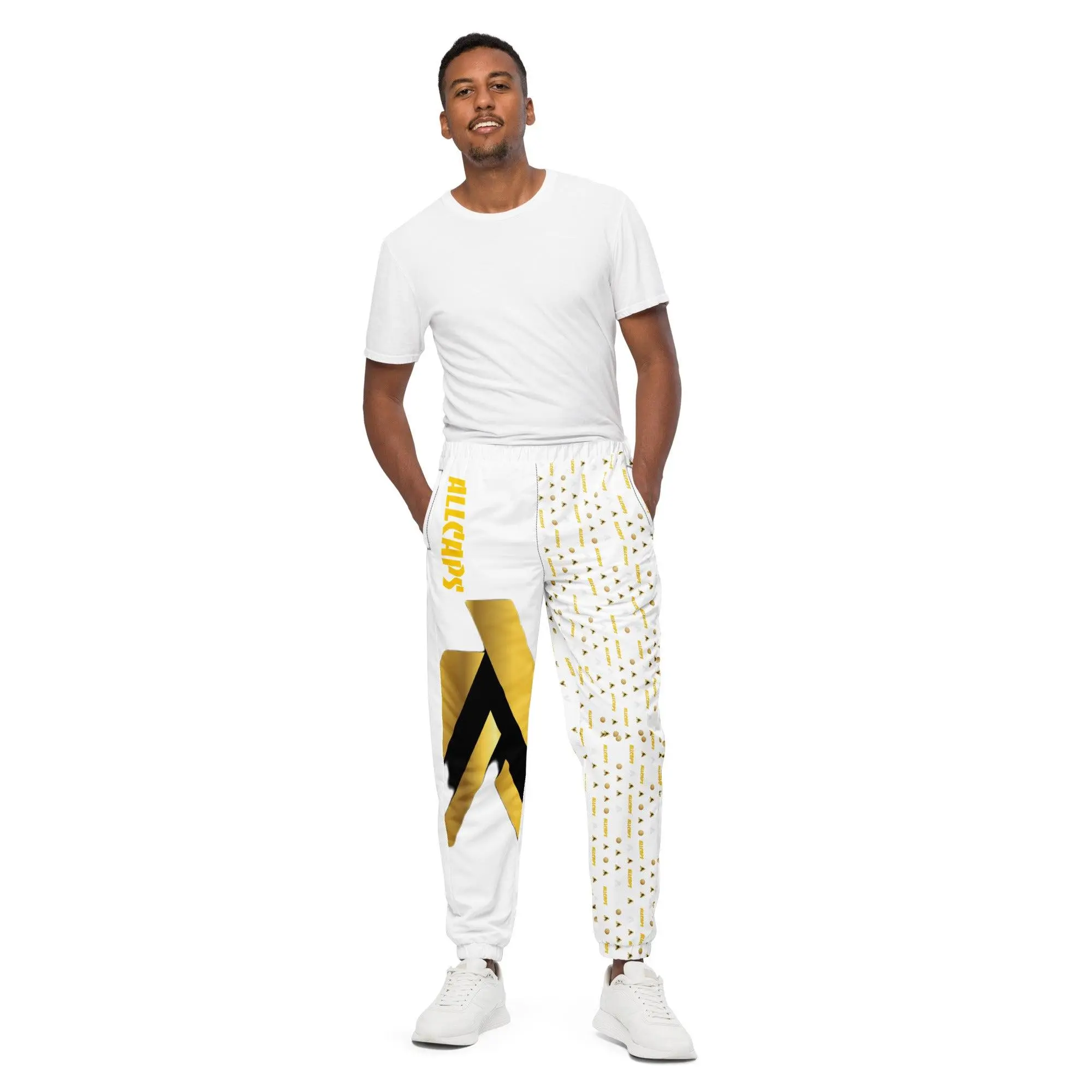 ALLCAPS 'HEATED' WHITE UNISEX TRACK PANTS