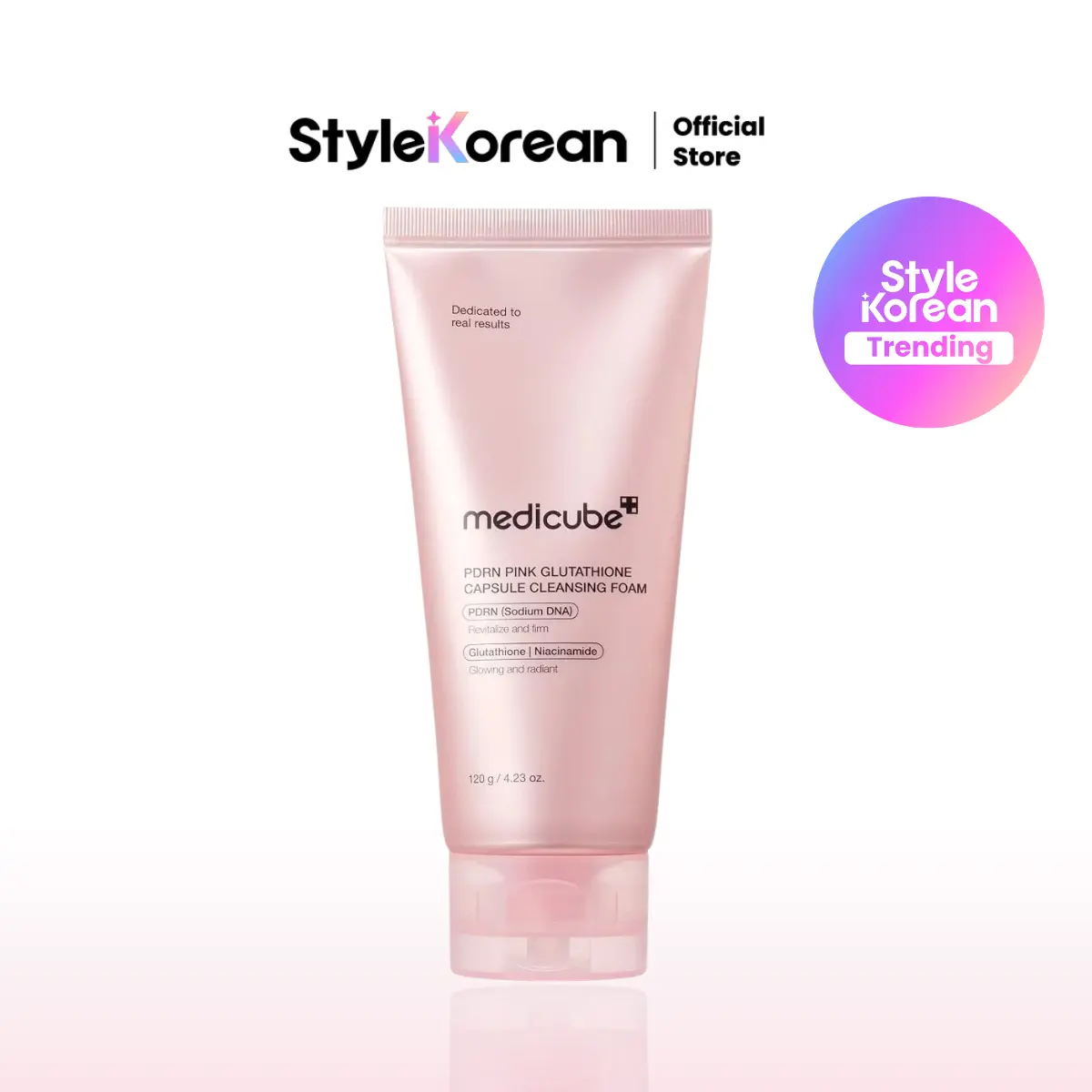 [Official Medicube Partner] PDRN Pink Glutathione Capsule Cleansing Foam 120g - Daily Facial Cleanser for Pores - Uneven Skin Tone & Texture, Hydrating & Non-Stripping Face Wash