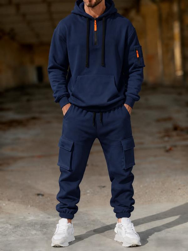 Men’s 2 Piece Sets – Casual Pullover Hoodie & Cargo Jogger Pants Matching Set, Long Sleeve Hooded Tracksuit, Comfortable Streetwear Outfit for Men, Everyday Casual Wear workwear warm long sleeve jacket easy styling