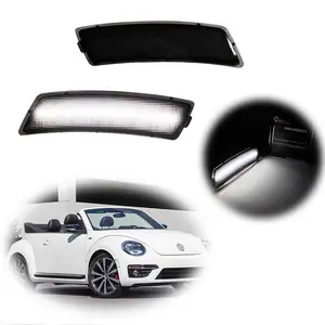 2PCS Smoked Lens White LED Front Bumper Side Marker Lights For VW Beetle 2012-2019 Tiguan 2018-2023 Replace OEM 5C5-945-071-A 5C5-945-072-A