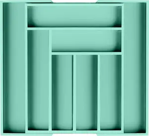 Expandable  Utensil Drawer Organizer, Silverware Organizer for Cutlery, Utensils, Flatware Holder (6-8 Slots, Mint) Pack of 1