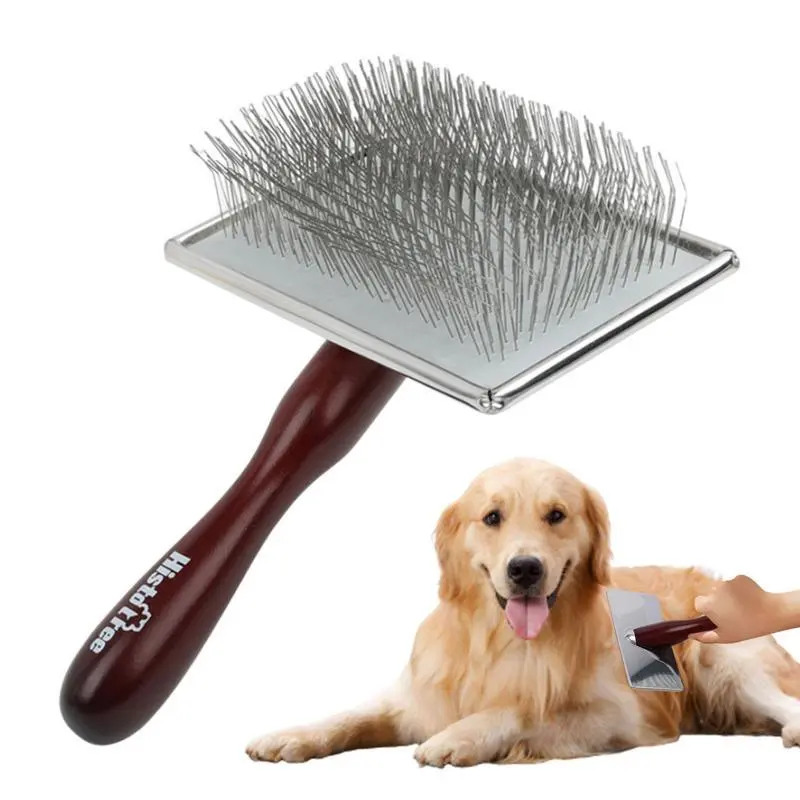 Pet Slicker Brush for Dogs and Cats, Self-Cleaning Deshedding Grooming Brush, Removes Loose Fur Tangles and Mats, Massage Comb for Small Medium Large Pets