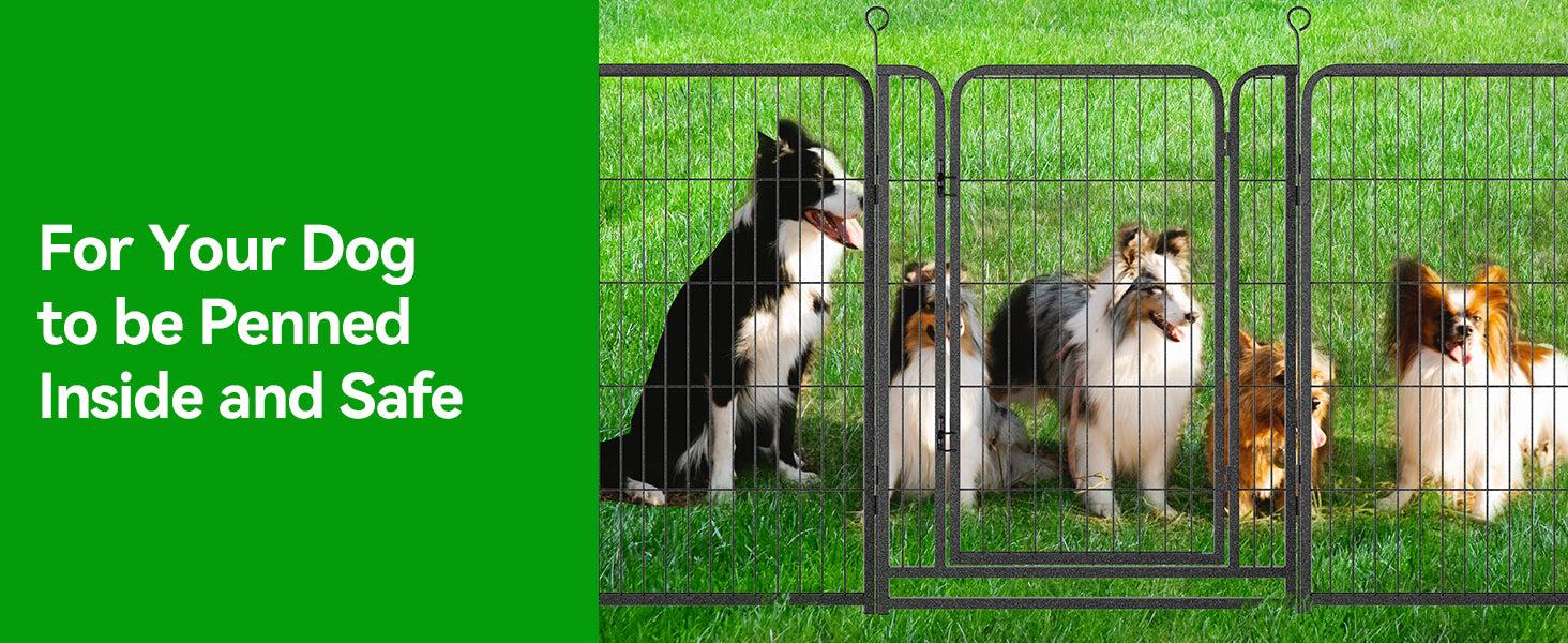 Dog Playpen Outdoor Extra Wide 12 Piece Panels Heavy Duty Anti-Rust Coating-Strengthened Dog Fence 40" Height with Doors Portable for RV Camping Yard, Total 32FT, 79 Sq.ft, Snowy Black PS781