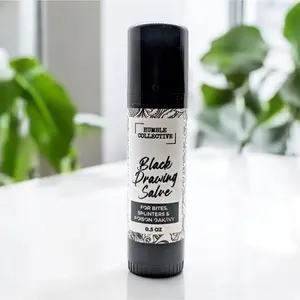 Organic Black Drawing Salve with Beeswax, Tea Tree, Lavender, Castor Oil for Stings, Rashes, Splinters