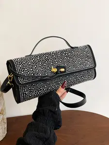 Elegant Rhinestone Evening Bag, Luxury Clutch Purse, Crossbody Fashion Party Bag, Detachable Shoulder Strap, Solid Color Handbag, Lightweight Crossbody Bag