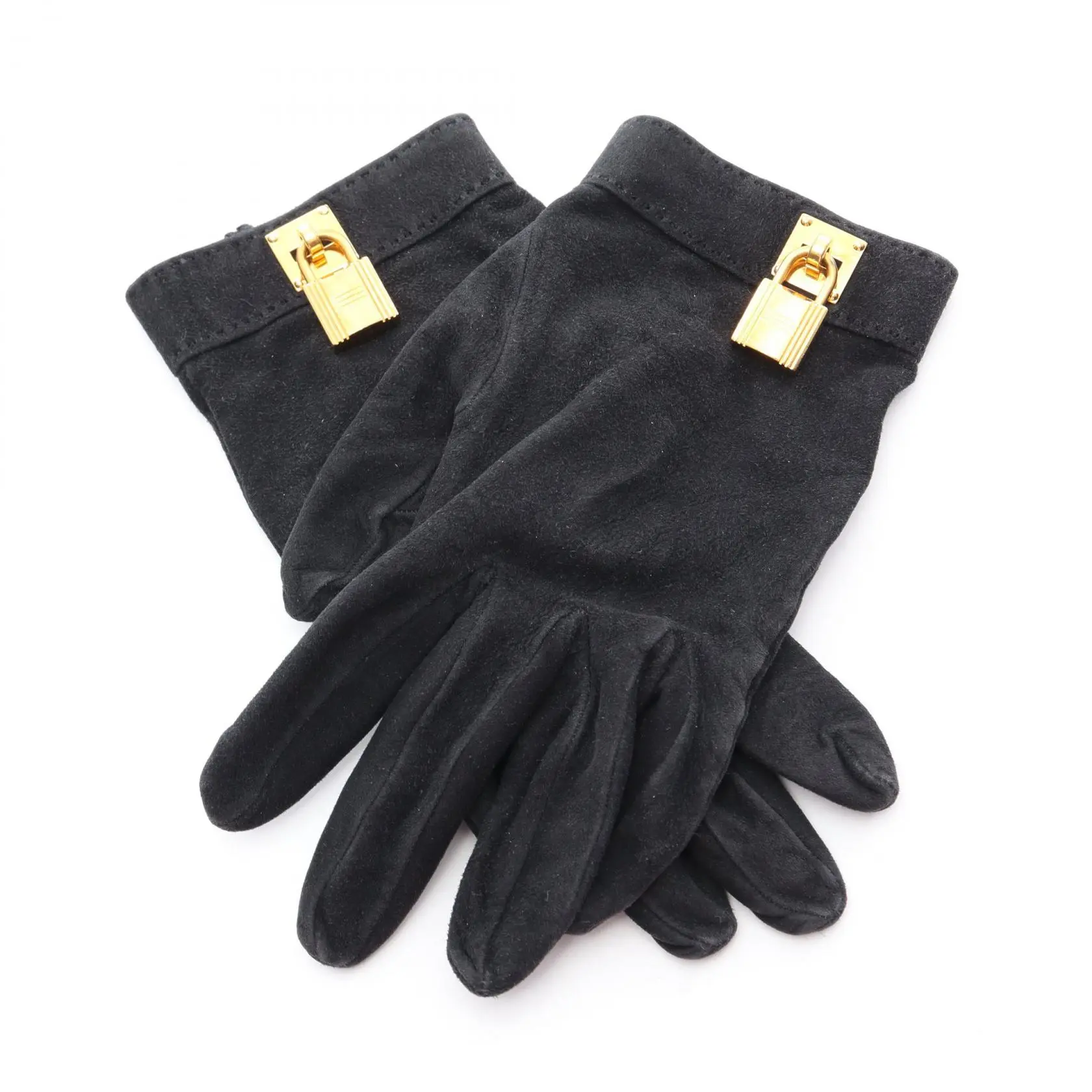 Pre-owned HERMÈS Suede Small Leather Goods Hermes Kelly Gloves