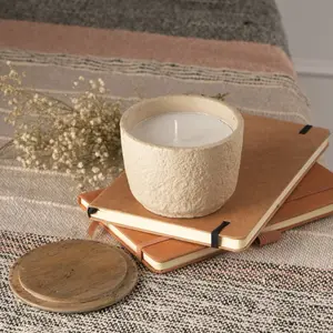 Jar Candle  Ecomix Wax Fill With Wooden Lid  Mimosa, 7oz Decoration Woody