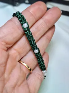 Handmade Forest Green Beaded Paracord Bracelet - Lobster Clasp