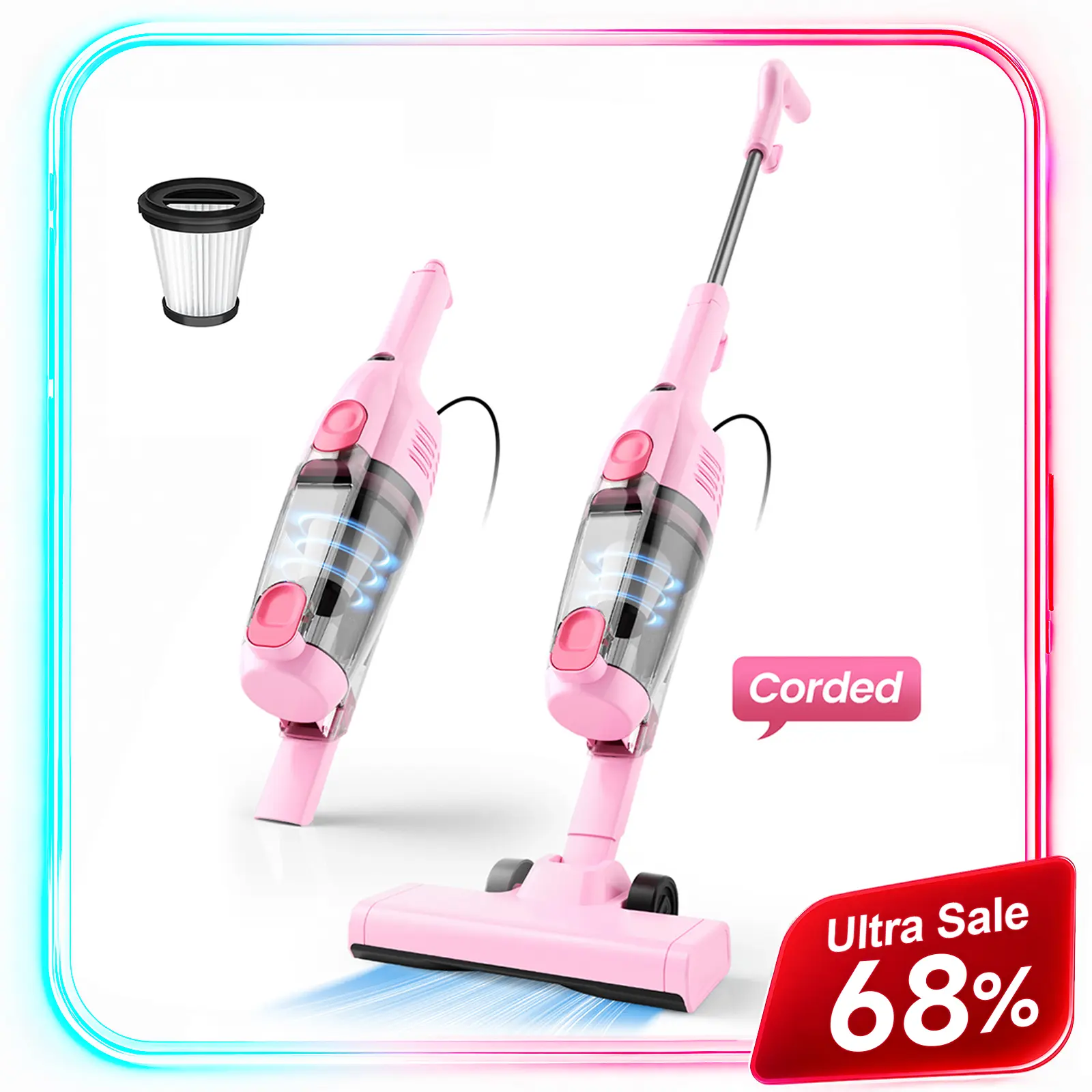 [Promoción] INSE R6X Aspiradora Escoba con Cable 600W 15KPa, Ultraligera sin Bolsa, 3 en 1 de Mano para Hogar, Alfombra, Suelo Duro, Pelo de Mascotas y Coche pet lovers Upright Vacuums home essentials tiktokshopbacktoschool