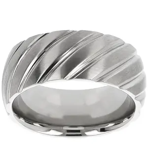 Steel by Design Satin Finished Diagonal Design Band Ring