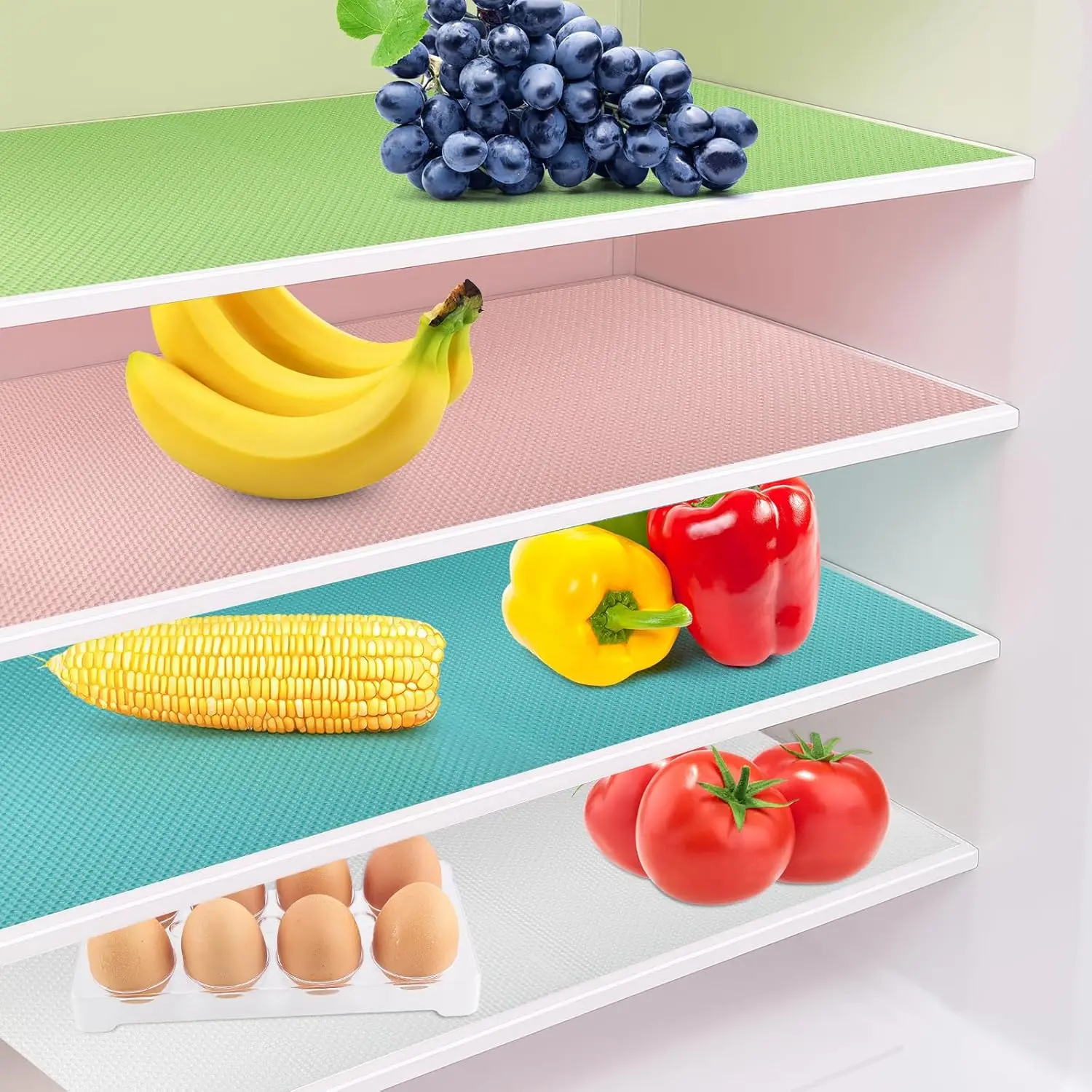 8 Pack Refrigerator Liners, Washable Fridge Shelf Mats, Non-Slip Glass Shelf Paper for Kitchen Cabinet Drawer Cupboard Closet