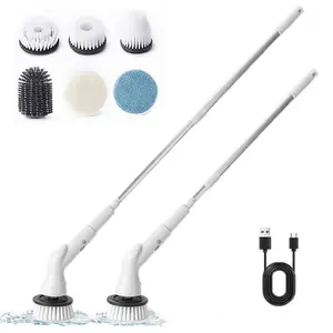 Wireless Electric Cleaning Brush, Long Handle Retractable Electric Brush, Household Mop, Cleaning Tool for Bathroom Toilet Floor, Rechargeable Spin Scrubber, Cordless Handheld Scrubber, USB Rechargeable Scrubber