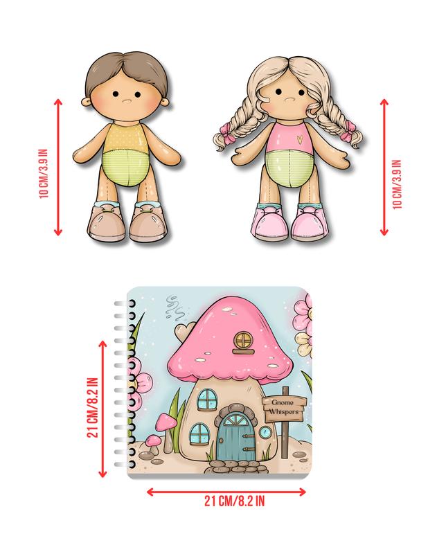 Gnome Whispers – Paper Dolls Activity Book (Velcro Dress-Up, 2 Dolls, 56 Accessories) | Spring Acorn