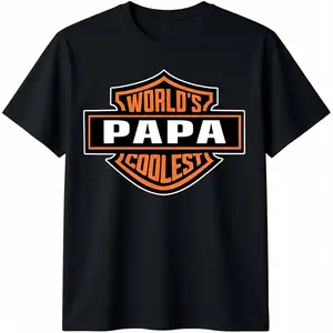Men's 100% Cotton Short-Sleeve Round Neck Graphic T-Shirt - Streetwear Menswear, Papa Dad-Themed Apparel for Father's Day, Daily Casual Wear, Shortsleeve, Tshirt