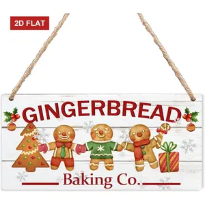 Gingerbread Christmas Sign - Wall Decor, Gingerbread Plaque for Kitchen & Dining Room,  3.93x7.87inch