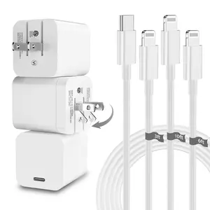 iPhone Charger Fast Charging,3 Pack [MFI Certified] USB C Wall Charger Block Foldable Plug with 3ft/6ft/10ft Multiple Length USB C to Lightning Cable for iPhone 14 13 12 11 Pro Max/XS(White)