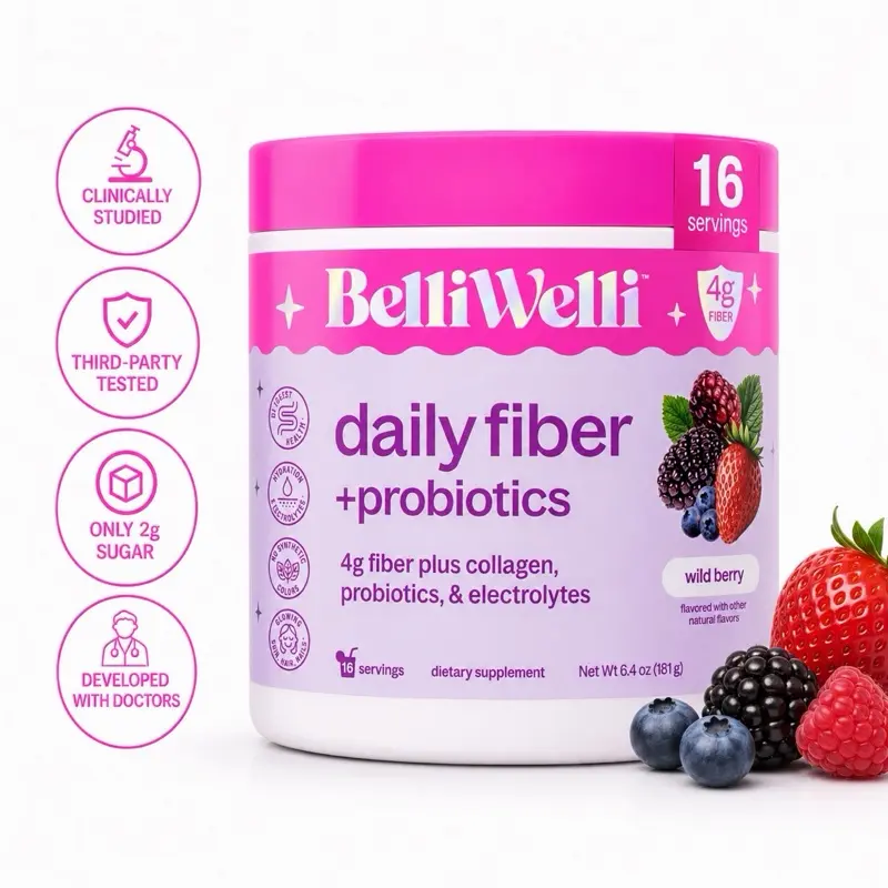 BelliWelli Daily Fiber + Probiotics + Collagen - Wild Berry Supplement Fitness BelliWelli Daily Fiber + Probiotics + Collagen - Wild Berry Supplement Fitness