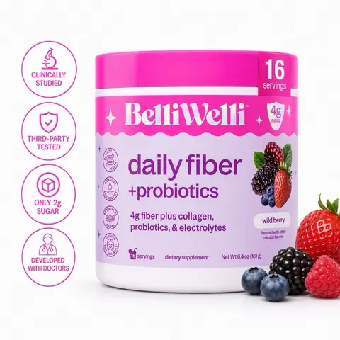 BelliWelli Daily Fiber + Probiotics + Collagen - Wild Berry Supplement Fitness