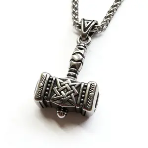 Viking Thor’s Hammer Necklace – Stainless Steel Norse Mjölnir Pendant, Nordic Mythology Amulet jewelry for Men