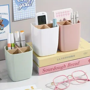 1pc Bamboo-Like Plastic Desk Organizer, with Pen Holder & Jewelry Storage, 3/4 Compartment Standalone Multi-Purpose Box, for Office, Bathroom, Bedroom, Storage Shelf for Earrings, Rings, Makeup, Small Items, Low, Desk & Drawer Organizer for Storage